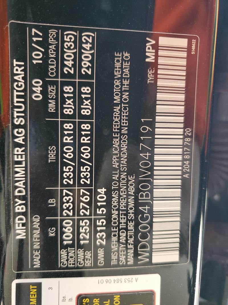 2018 MERCEDES-BENZ GLC 300 - WDC0G4JB0JV047191