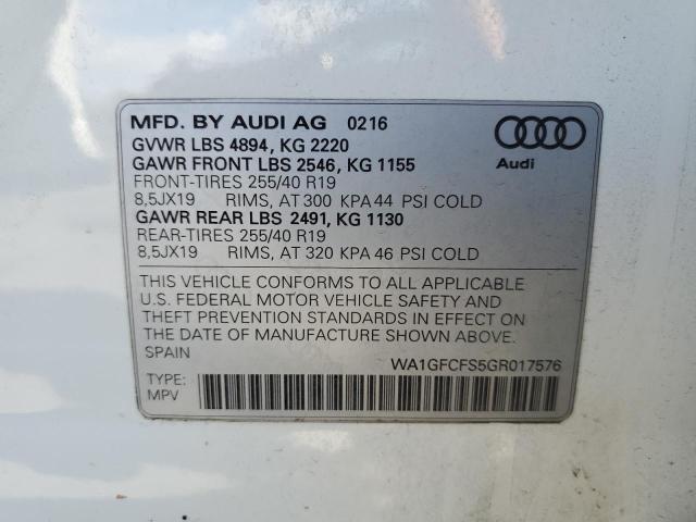 2016 AUDI Q3 PRESTIG WA1GFCFS5GR017576