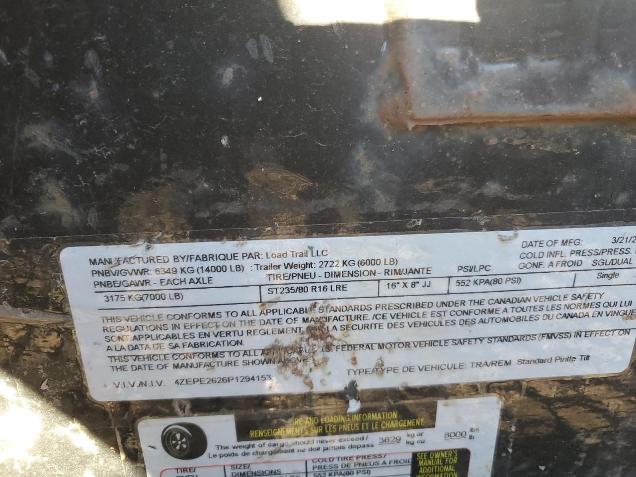 Lot #3266782394 2023 LOAD TRAIL UNKNOWN