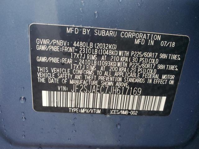 2018 SUBARU FORESTER 2 - JF2SJAEC7JH617169