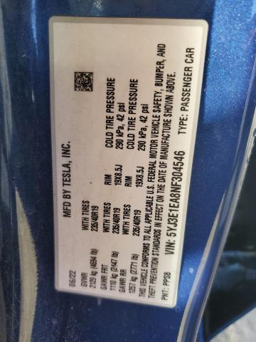 2022 TESLA MODEL 3 - 5YJ3E1EA8NF304546