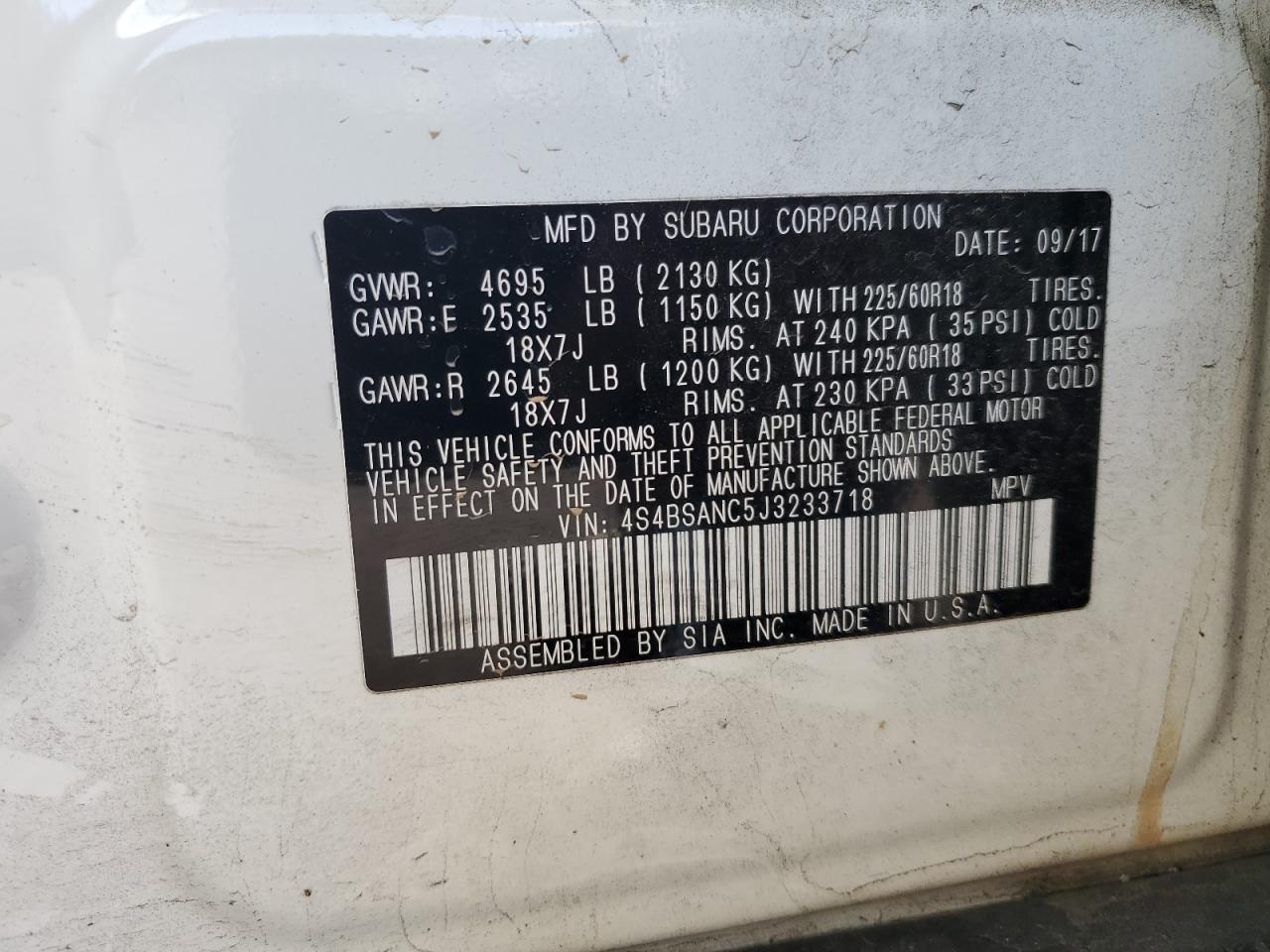 SUBARU OUTBACK 2.5I LIMITED