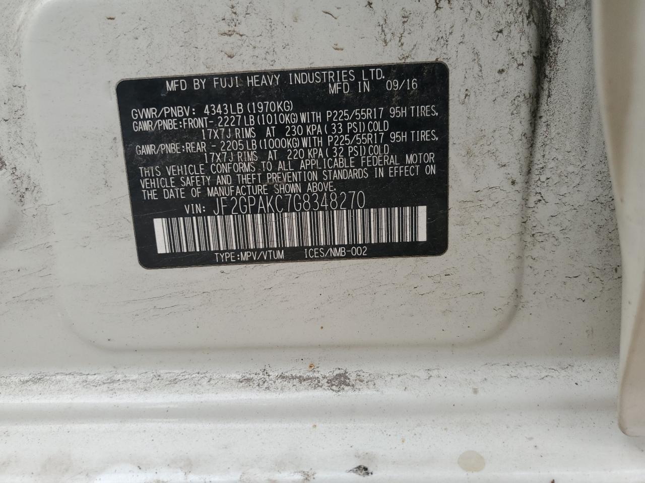 Lot #3306630858 2016 SUBARU CROSSTREK