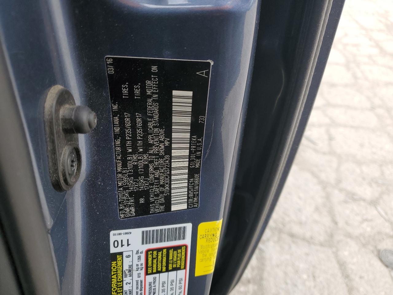 Lot #3287616007 2016 TOYOTA SIENNA LE