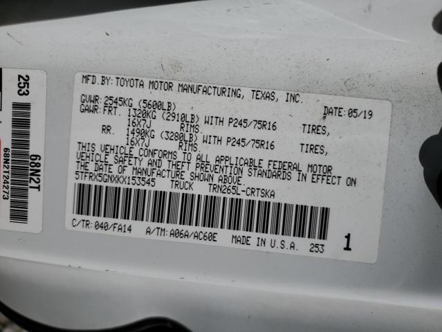 2019 TOYOTA TACOMA ACCESS CAB - 5TFRX5GNXKX153545