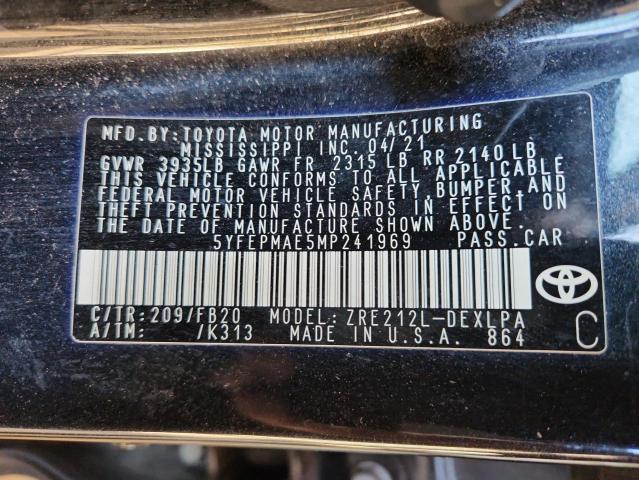 2021 TOYOTA COROLLA LE #3298158271