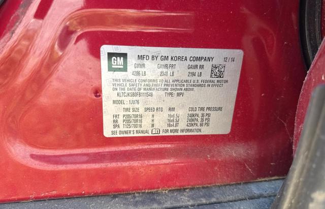 2015 CHEVROLET TRAX LS KL7CJKSB0FB111548