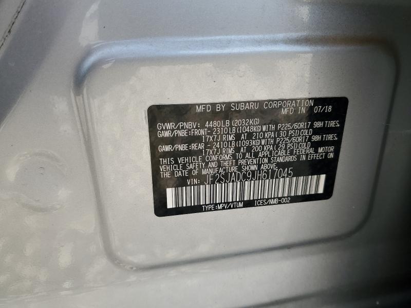 2018 SUBARU FORESTER 2 JF2SJADC9JH617045