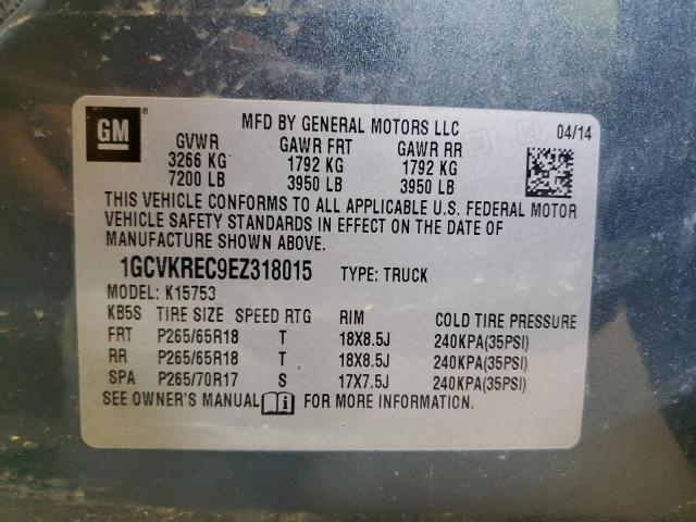 2014 CHEVROLET SILVERADO - 1GCVKREC9EZ318015