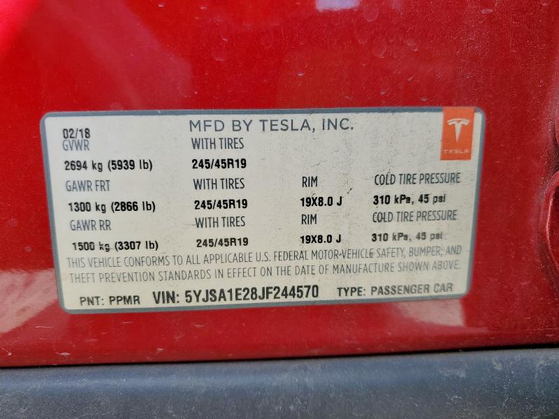 2018 TESLA MODEL S #3291477974