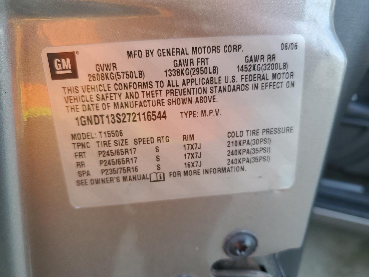 Lot #3291582918 2007 CHEVROLET TRAILBLAZE