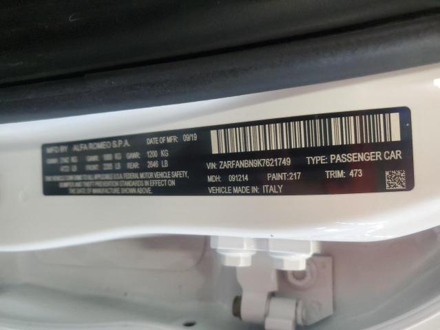 2019 ALFA ROMEO GIULIA TI ZARFANBN9K7621749