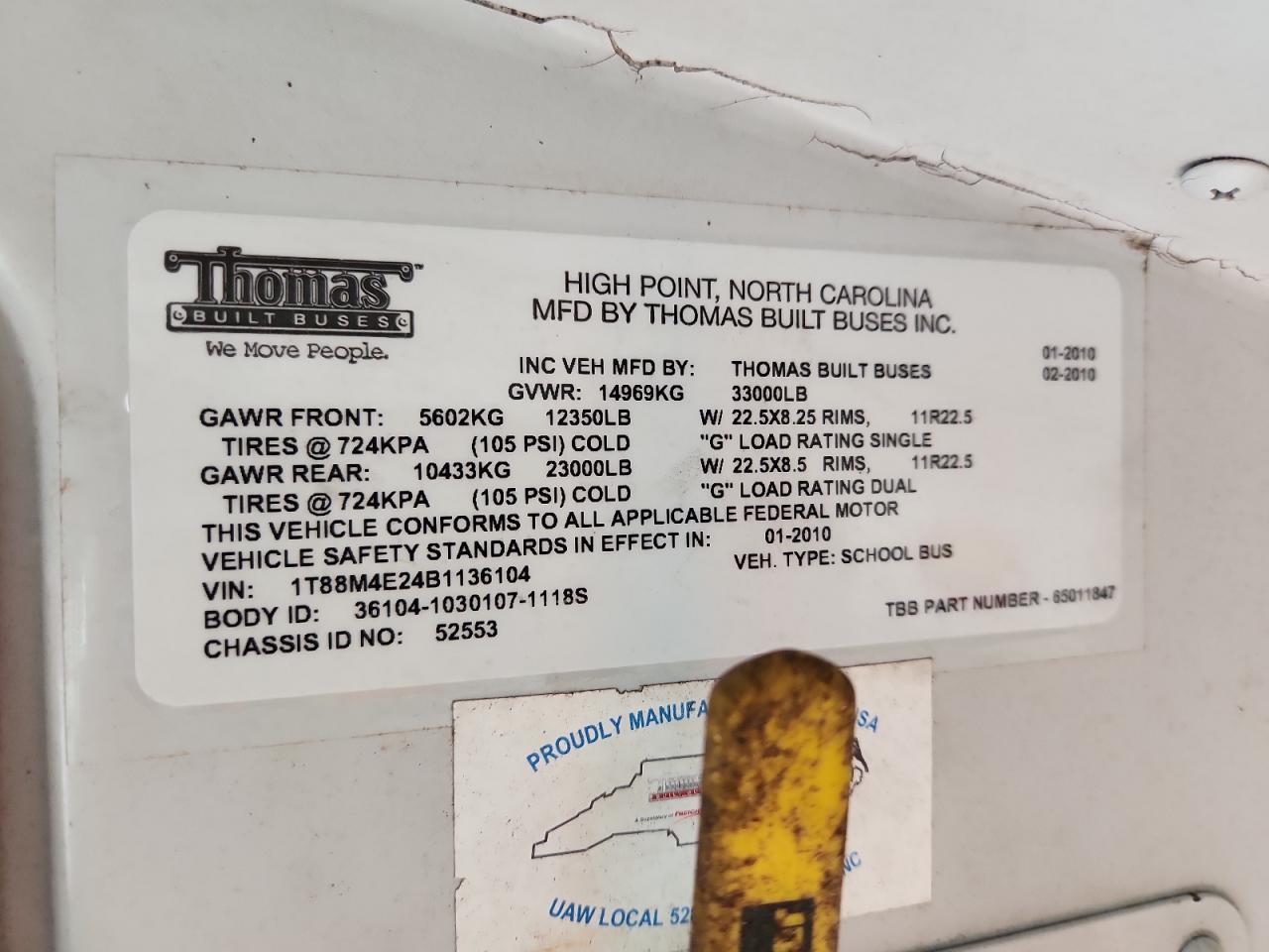 Lot #3274774259 2011 THOMAS CE SERIES SCHOOL