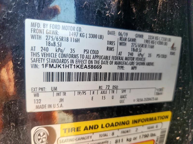 2019 FORD EXPEDITION MAX XLT 1FMJK1HT1KEA58669