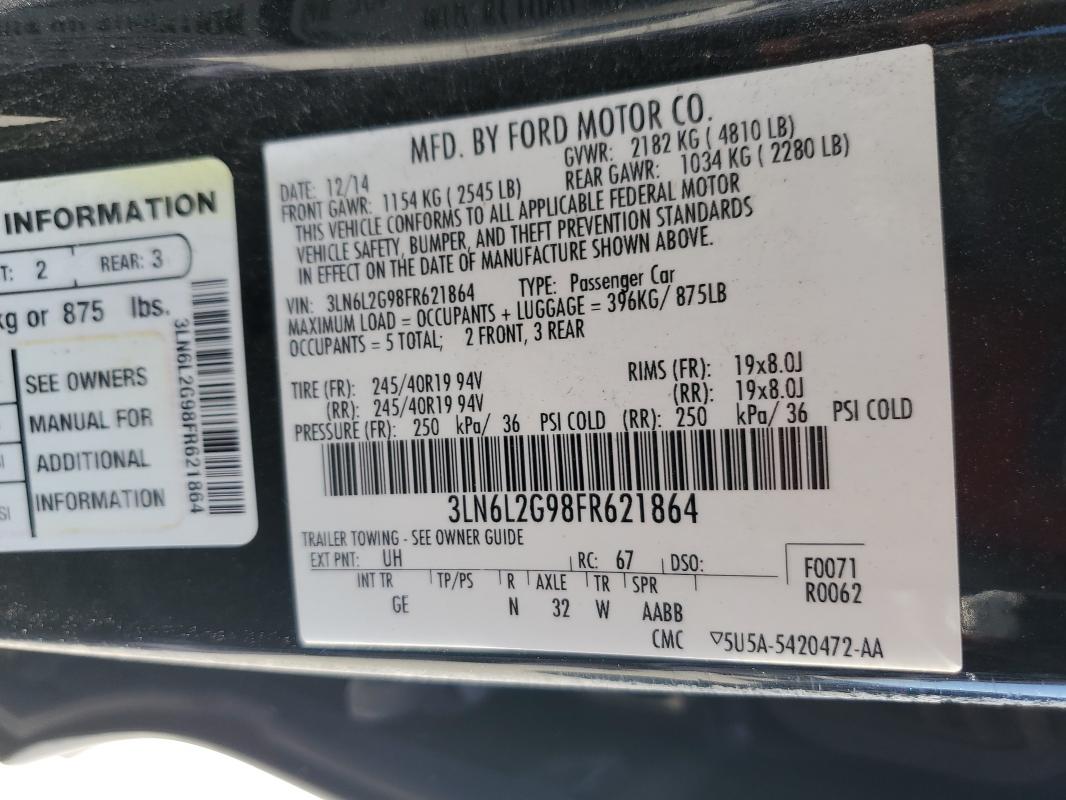 2015 LINCOLN MKZ - 3LN6L2G98FR621864