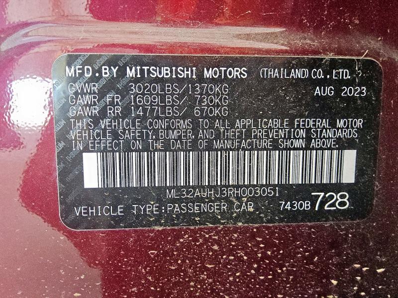 2024 MITSUBISHI MIRAGE ES - ML32AUHJ3RH003051