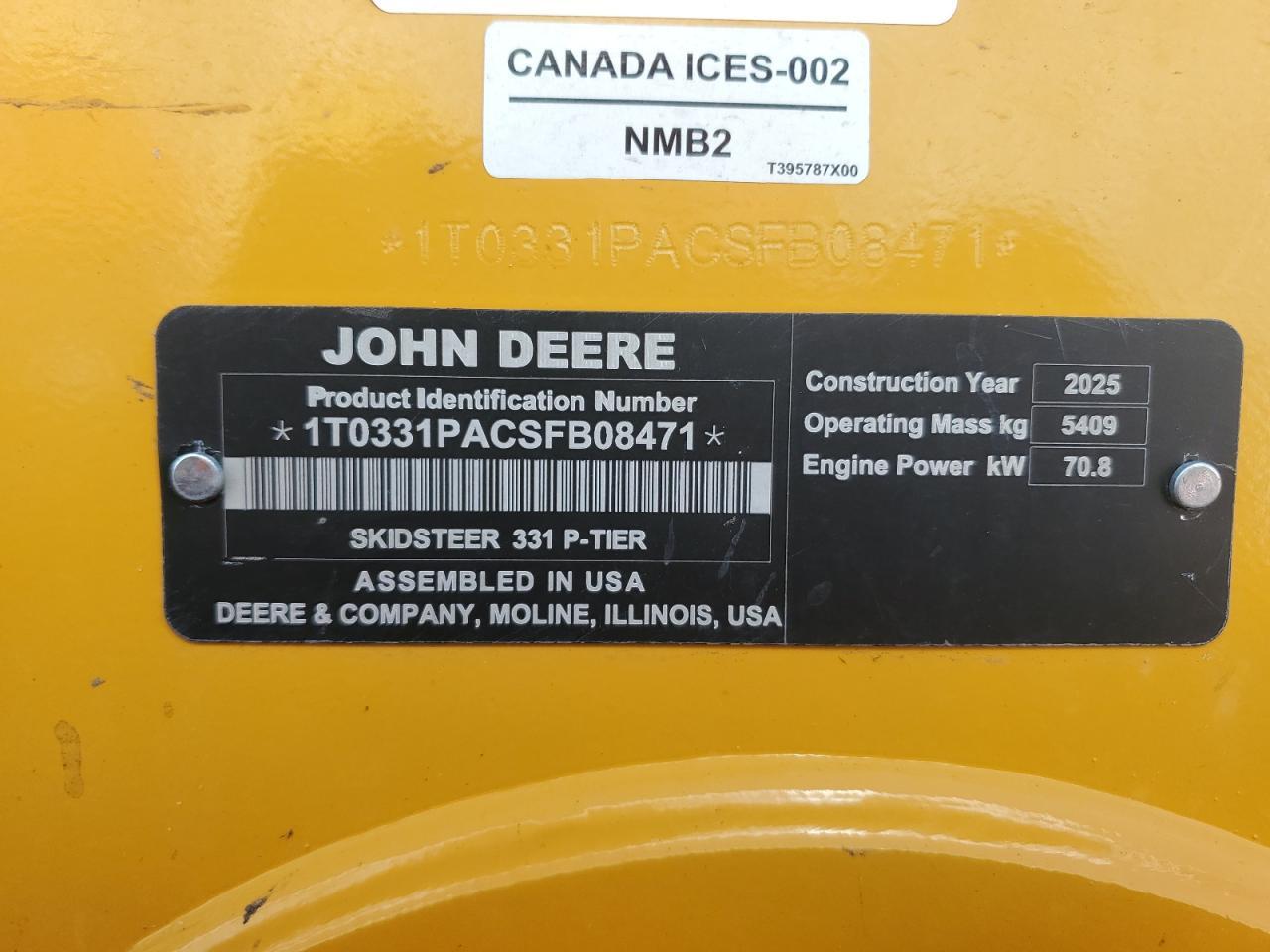 Lot #3258950056 2025 JOHN DEERE 331 G
