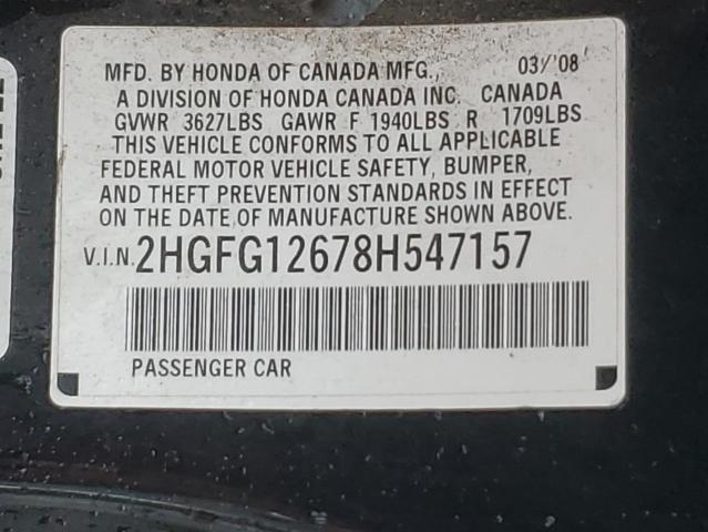 2008 HONDA CIVIC LX #3274939502