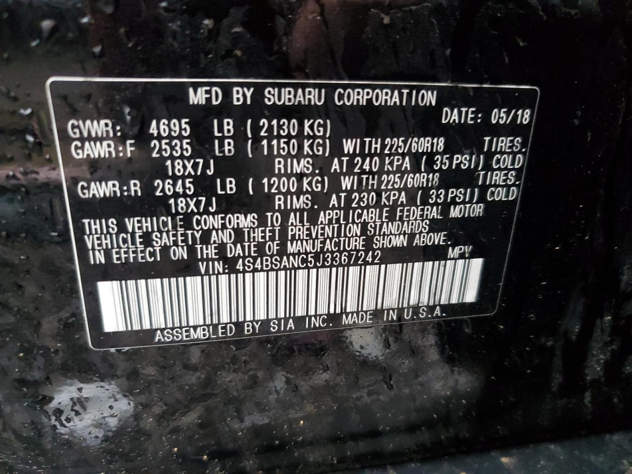 SUBARU OUTBACK 2.5I LIMITED