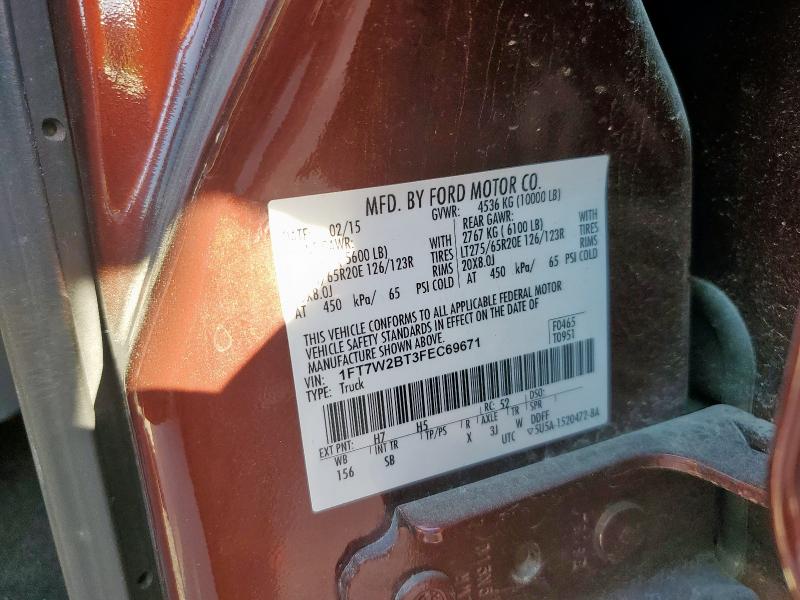 2015 FORD F250 SUPER - 1FT7W2BT3FEC69671