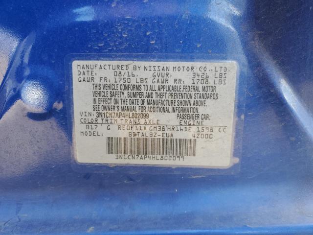 2017 NISSAN VERSA S 3N1CN7AP4HL802099