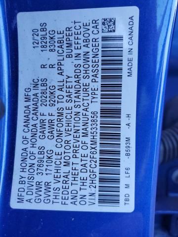 2021 HONDA CIVIC LX #3302845901