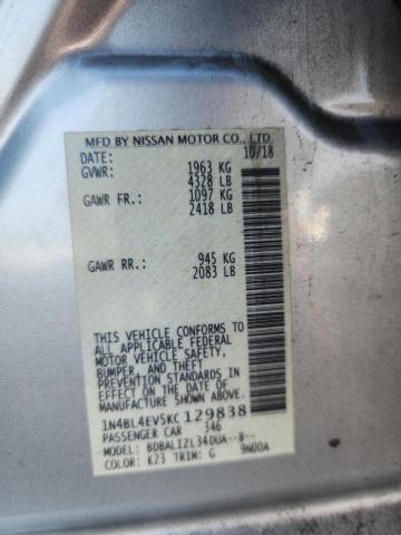 2019 NISSAN ALTIMA SL 1N4BL4EV5KC129838