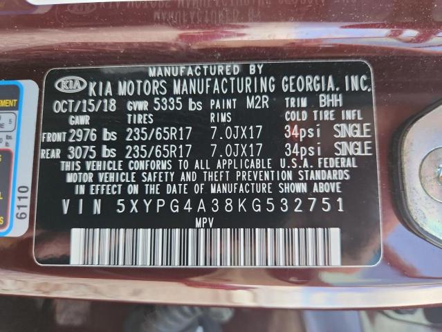 2019 KIA SORENTO L - 5XYPG4A38KG532751