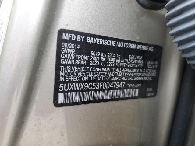 2015 BMW X3 XDRIVE28I 5UXWX9C53F0D47947