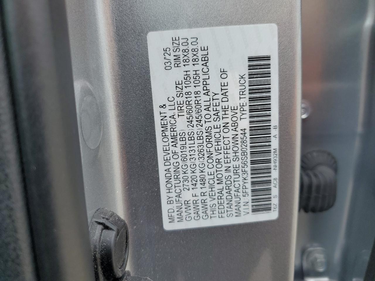 Lot #3310380980 2025 HONDA RIDGELINE