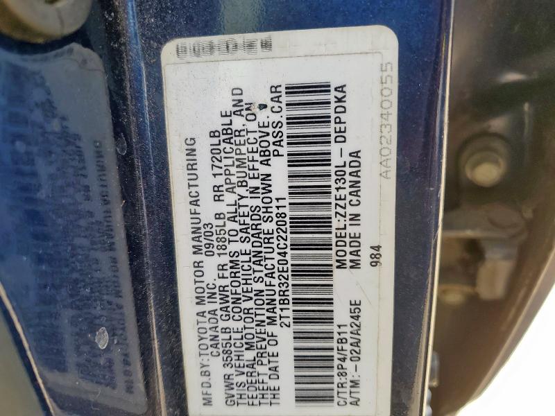 2004 TOYOTA COROLLA CE #3304003674