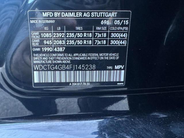 2015 MERCEDES-BENZ GLA 250 4M WDCTG4GB4FJ145238