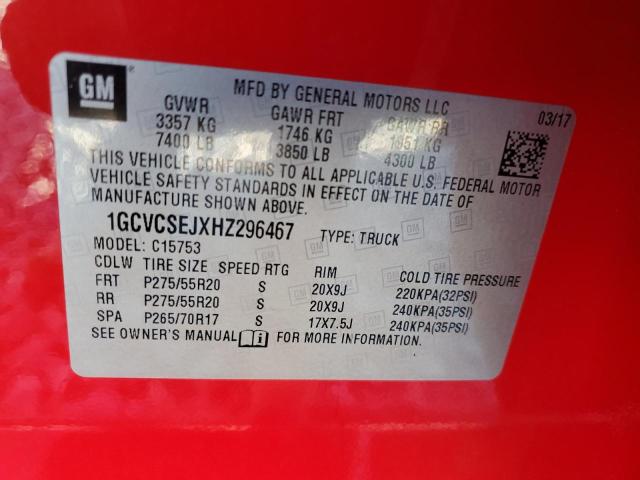 2017 CHEVROLET SILVERADO - 1GCVCSEJXHZ296467