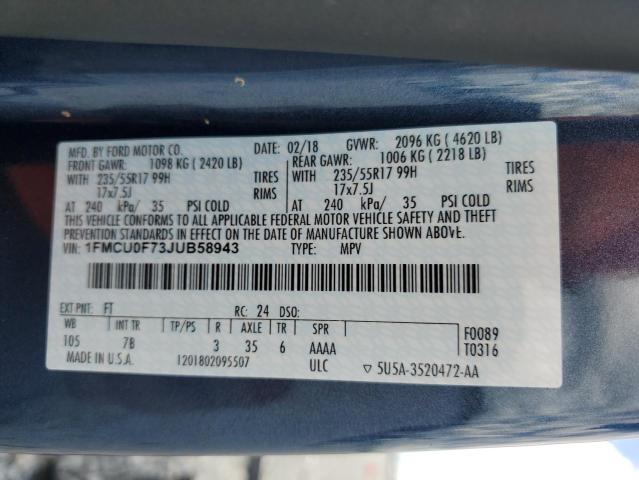 2018 FORD ESCAPE S - 1FMCU0F73JUB58943