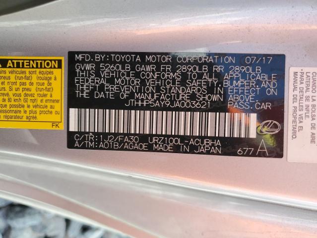 2018 LEXUS LC 500 JTHHP5AY9JA003621