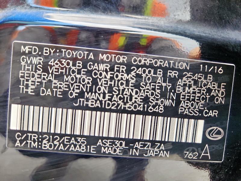 2017 LEXUS IS 200T JTHBA1D27H5041648