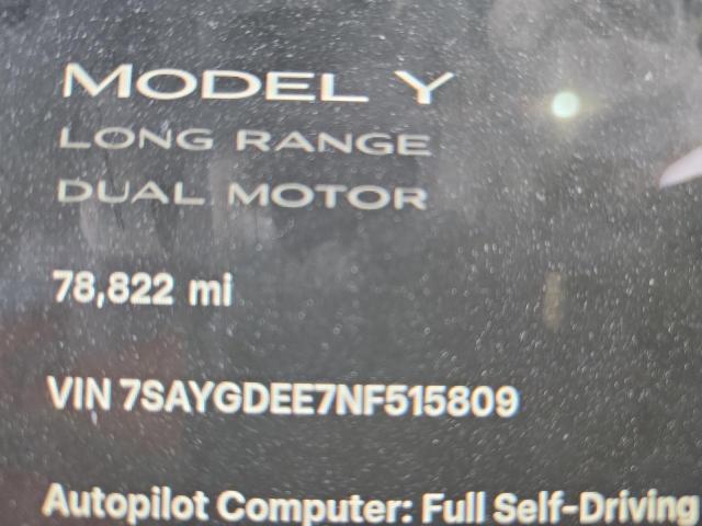 2022 TESLA MODEL Y 7SAYGDEE7NF515809