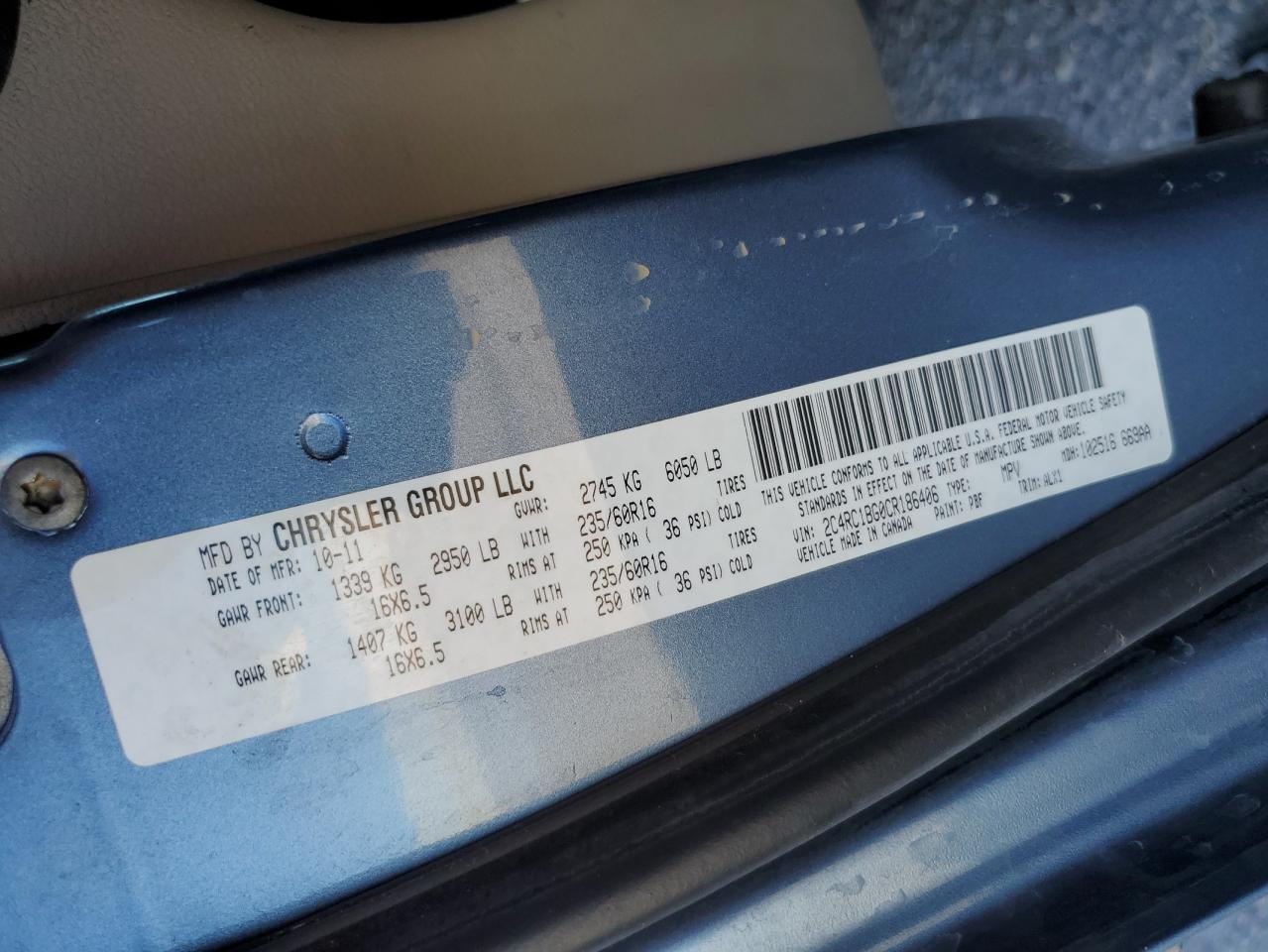 Lot #3309560575 2012 CHRYSLER TOWN & COUNTRY TOURING