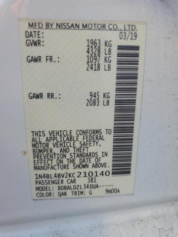 2019 NISSAN ALTIMA S - 1N4BL4BV2KC210140