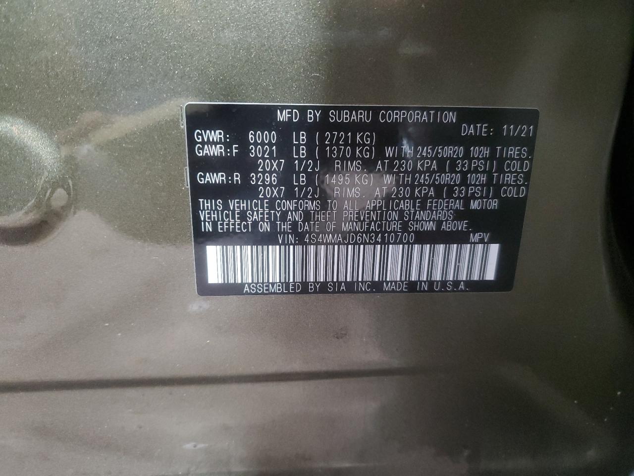 SUBARU ASCENT ONYX EDITION