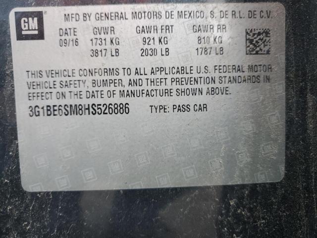 2017 CHEVROLET CRUZE LT 3G1BE6SM8HS526886