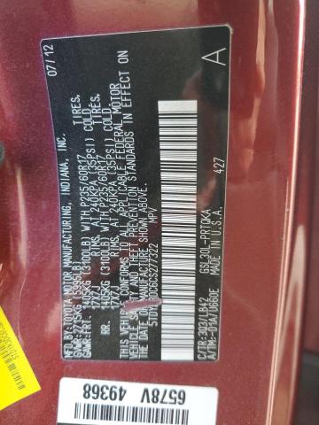 2012 TOYOTA SIENNA XLE - 5TDYK3DC6CS277322