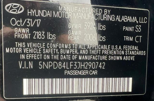 2018 HYUNDAI ELANTRA SE 5NPD84LF3JH290742