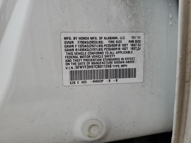 2012 HONDA PILOT TOUR - 5FNYF3H97CB011248