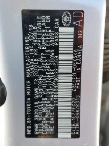 2019 TOYOTA COROLLA L #3291459465