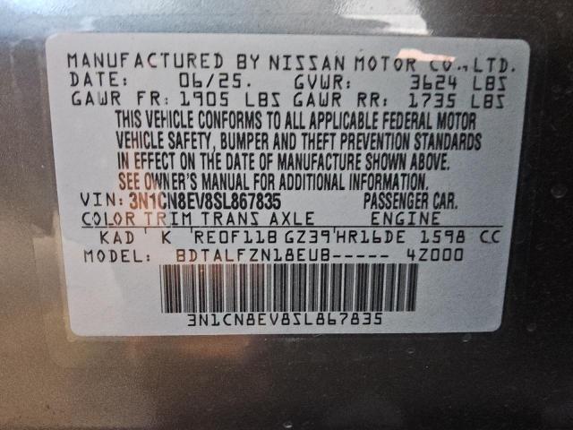 2025 NISSAN VERSA SV 3N1CN8EV8SL867835