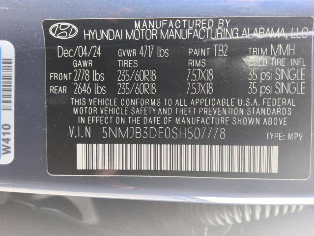 2025 HYUNDAI TUCSON SEL 5NMJB3DE0SH507778