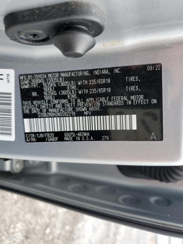 Lot #3315961111 2022 TOYOTA HIGHLANDER