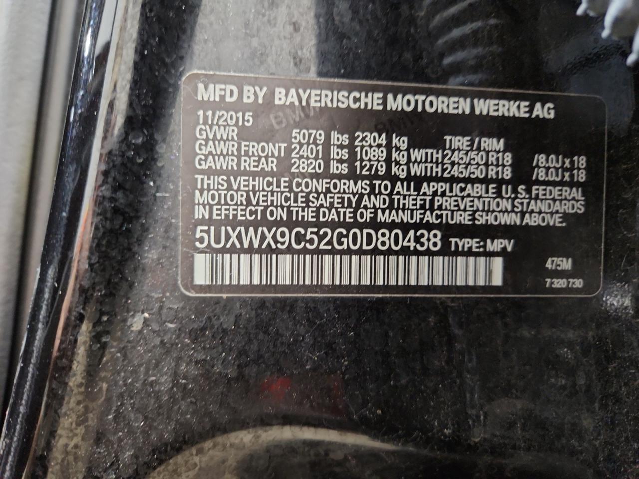 Lot #3311632238 2016 BMW X3 XDRIVE2