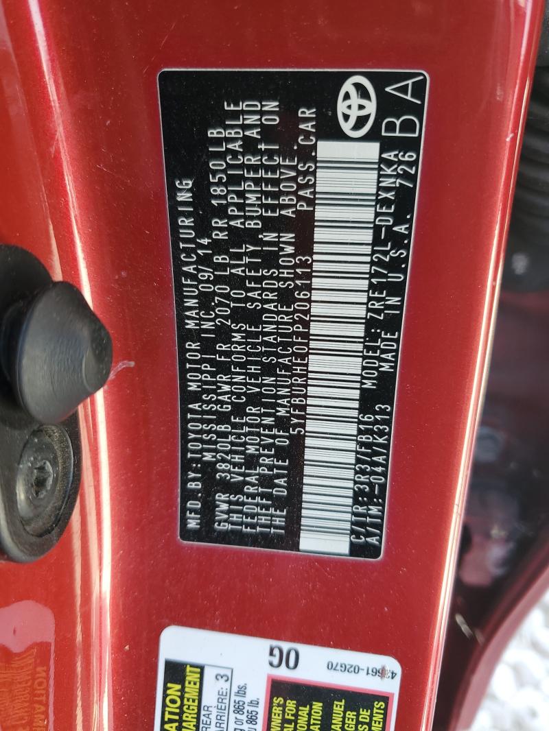 2015 TOYOTA COROLLA L - 5YFBURHE0FP206113